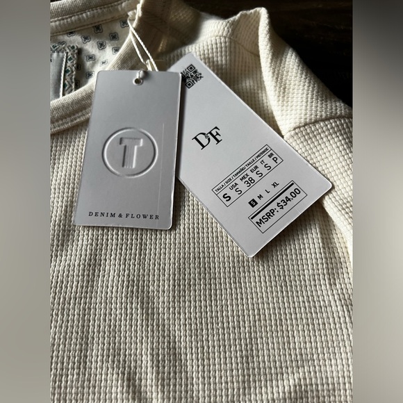 Denim & Flower Off White Long Sleeve Shirt Size Small - Picture 2 of 4